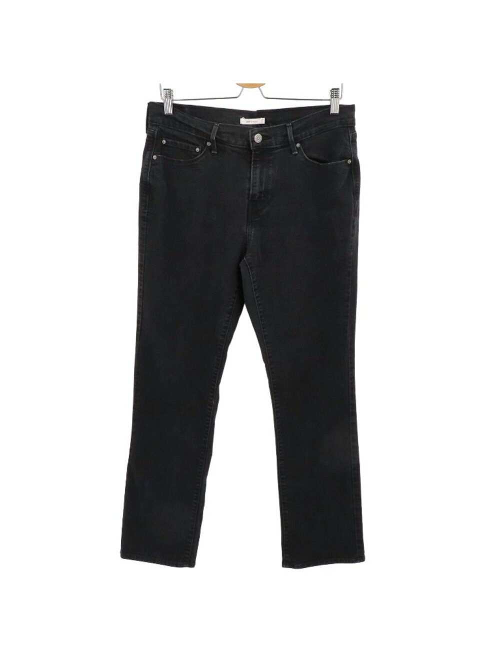 Levis Women 31 Straight 505 Solid Black Denim Jeans Pockets Cotton Blend W31 L32